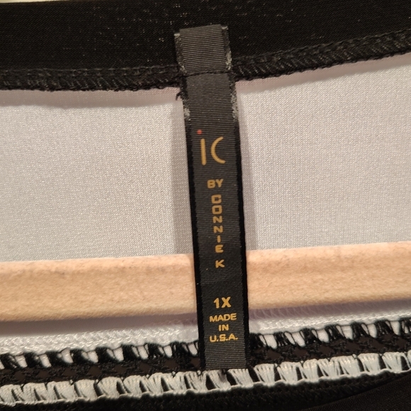 IC By Connie K Women's Black & Gray Artsy Slouchy Asymmetric Tunic Top Sz 1X - Picture 2 of 7